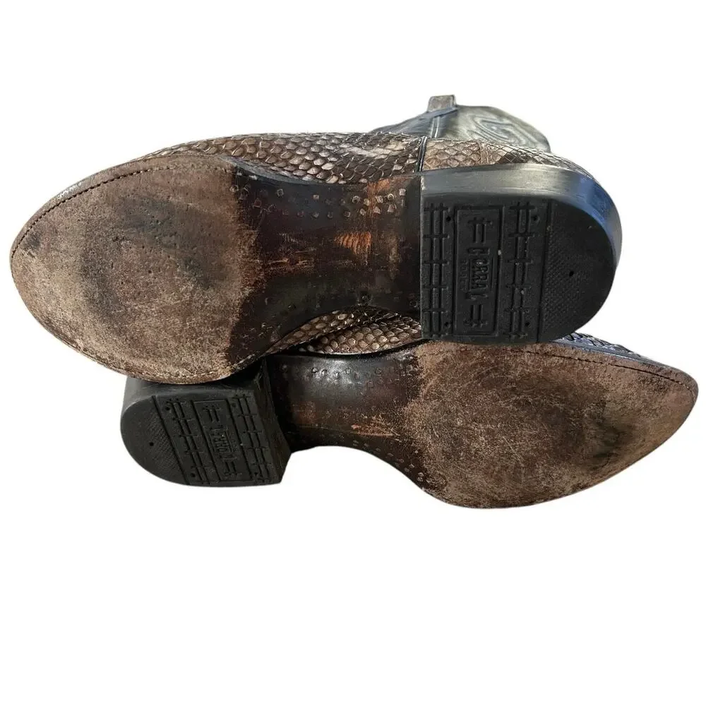 Corral Exotic Python & Leather Western Cowboy Boots Brown & Black Men's 9.5 D
